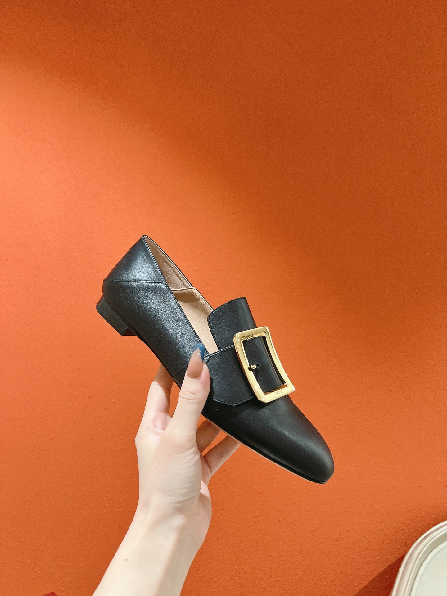 BALLY-經典方扣平底樂福鞋 黑色