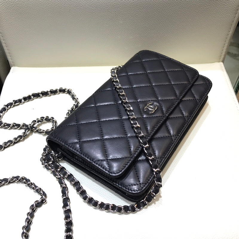 小香家-經典WOC-19cm 黑色羊皮銀扣