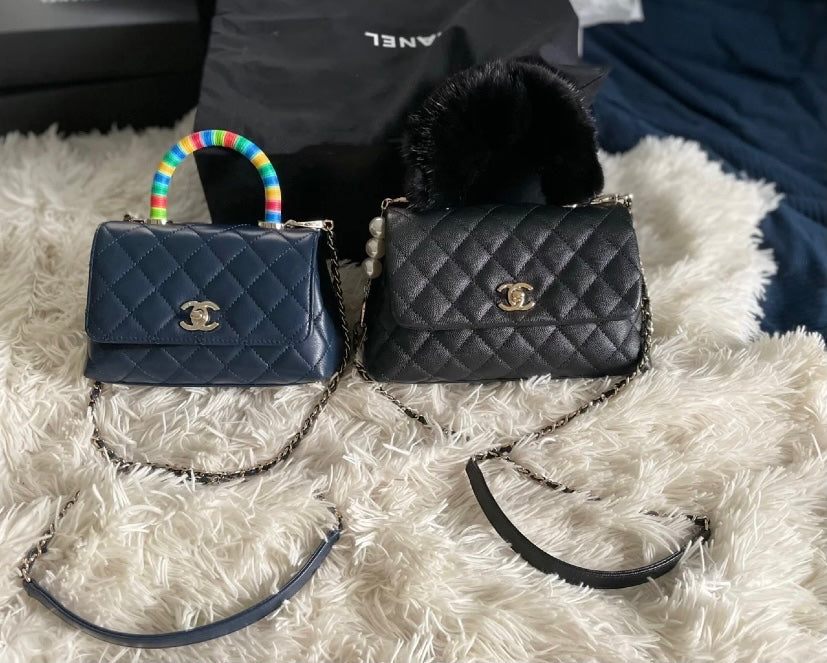 Chanel mini coco handle彩虹包-深藍色
