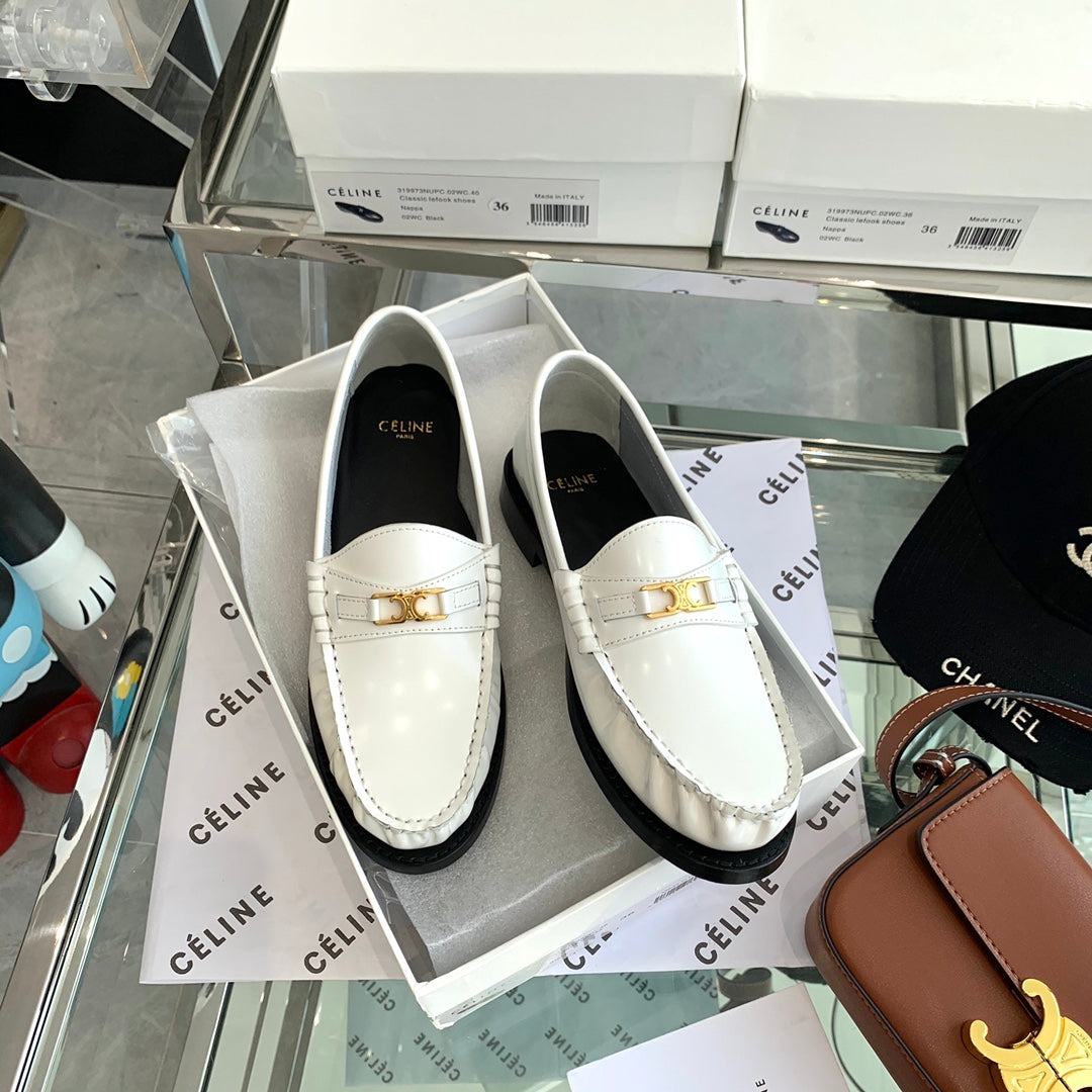 Celine鞋-Celine 平底 樂福鞋（白）
