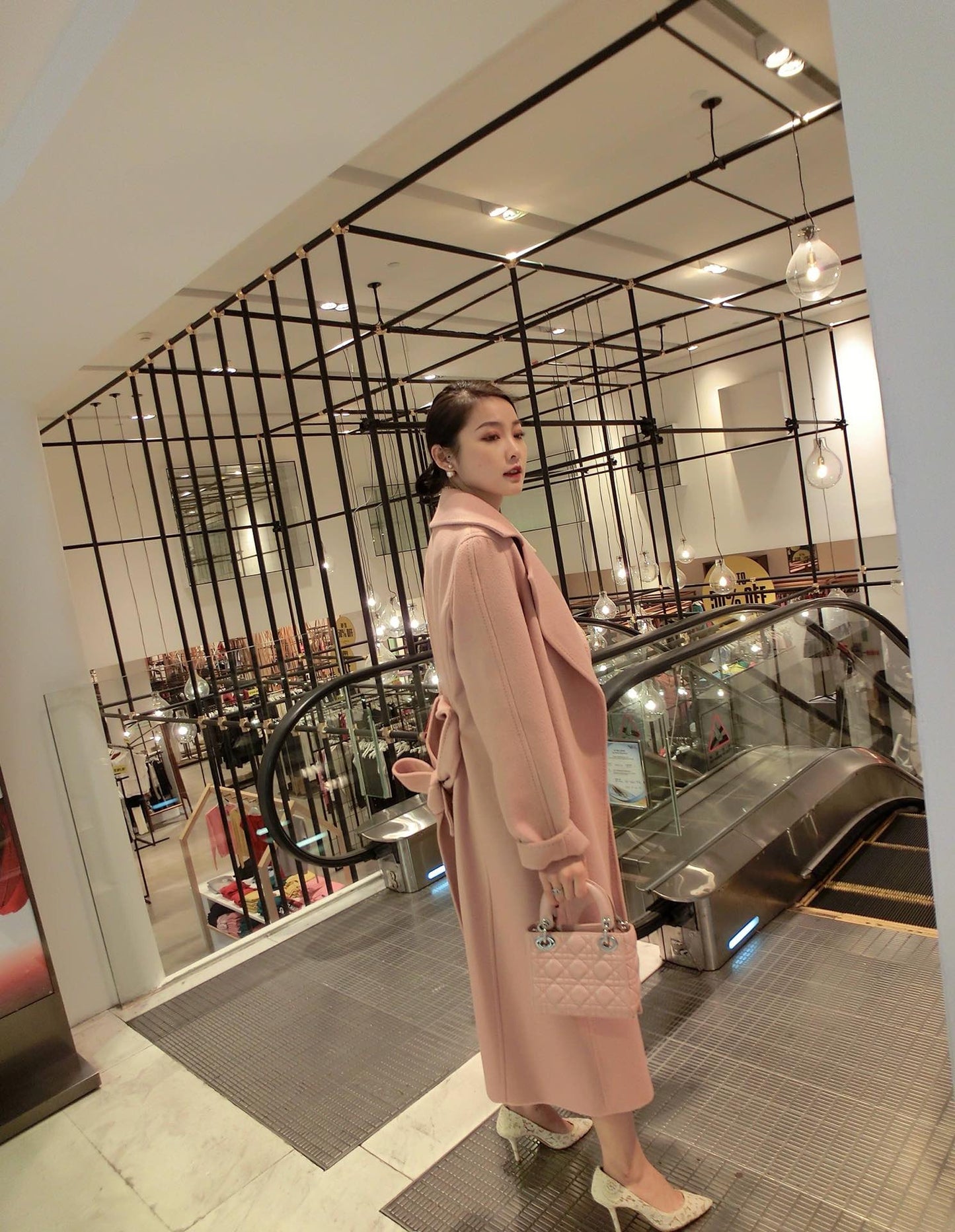 Dior Lady Dior-三格黛妃包-銀扣-17cm-白色