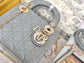Dior-Mini Lady Dior手袋-三格黛妃-17cm-石灰色金扣