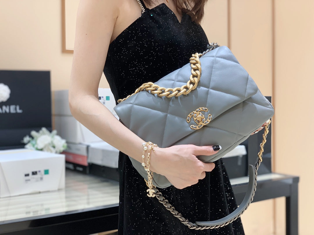 小香家-19Bag 灰色金扣 中號