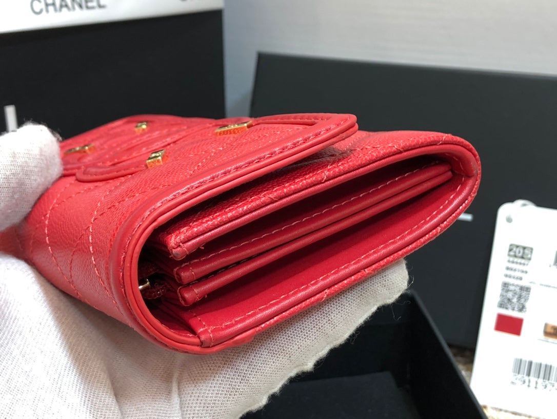 Chanel 復古CC荔枝牛皮-翻蓋中夾-復古五金
