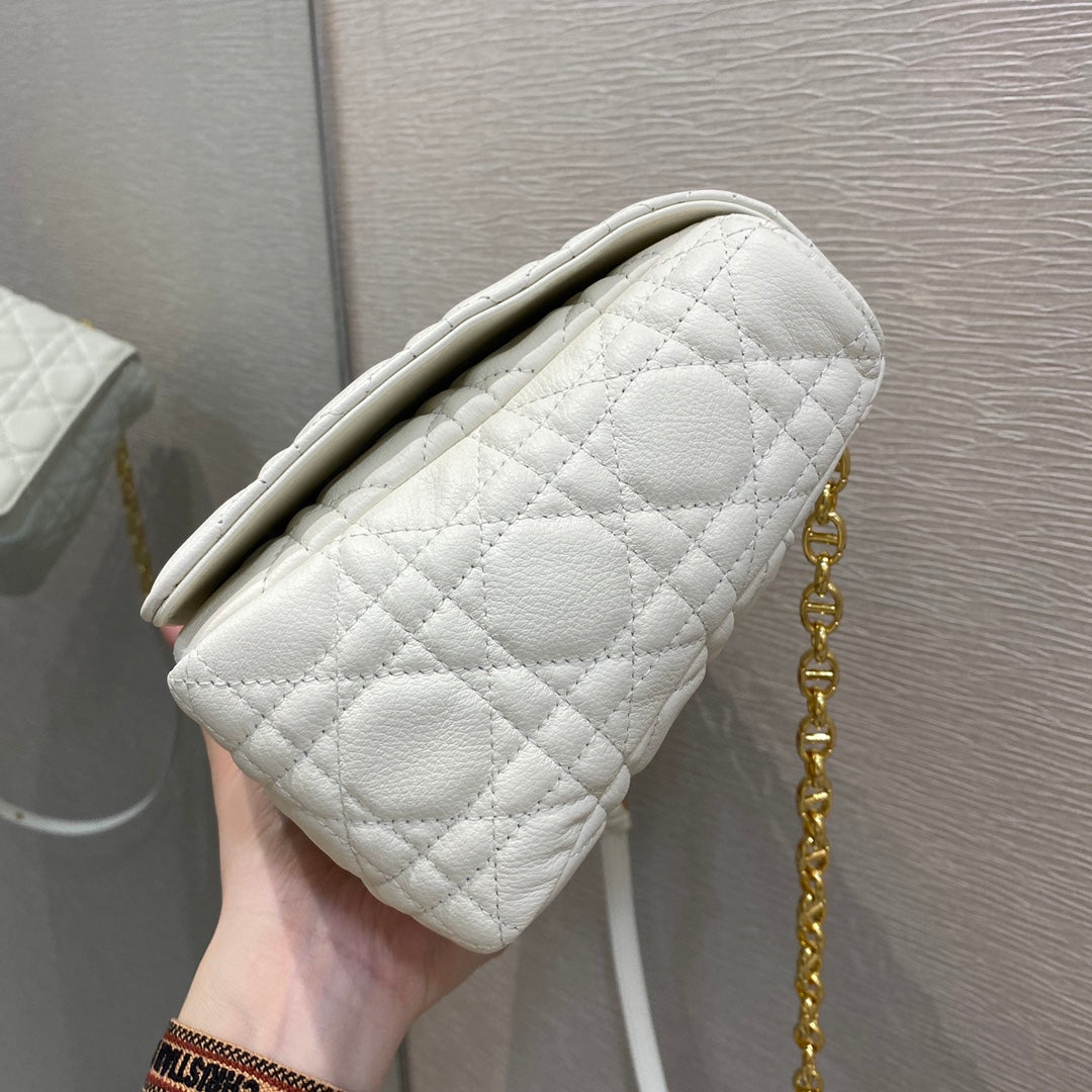 Dior Caro 大號28cm-白色小牛皮
