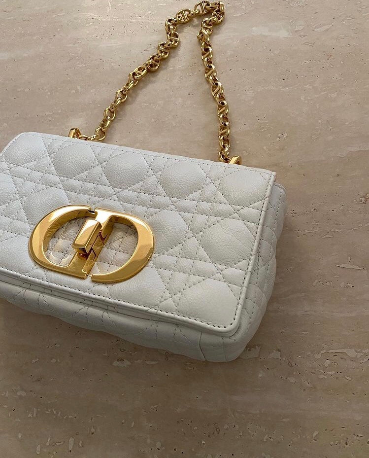 Dior Caro 小號20cm-白色小牛皮