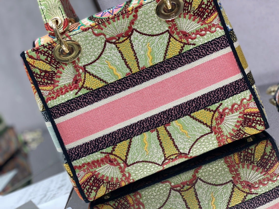 Dior Lady D-Lite手袋-24cm-多色花朵