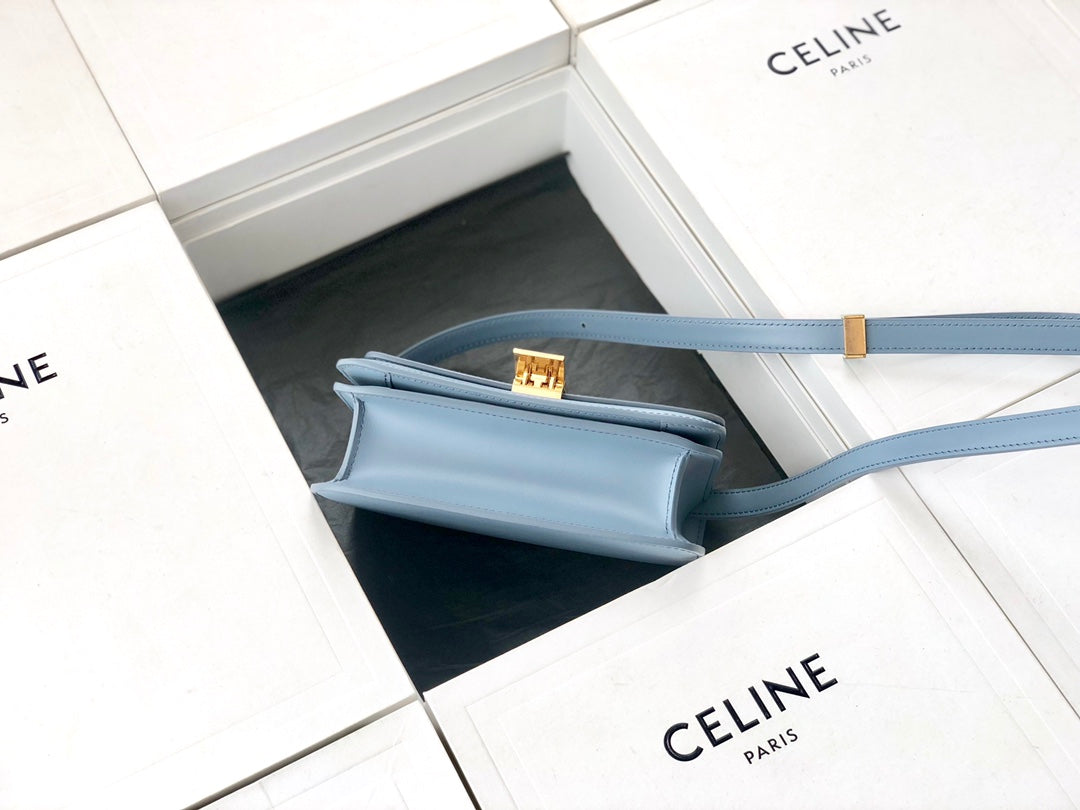 賽C家-Box Teen 拋光小牛皮手袋-淺霧籃