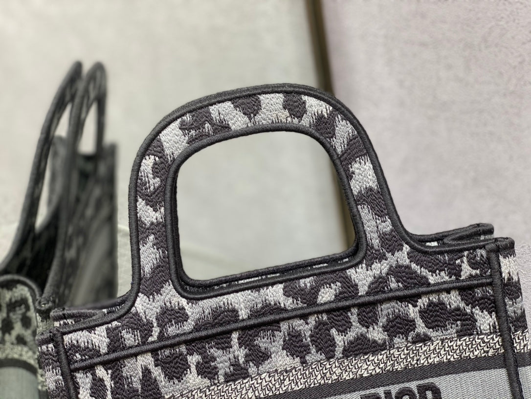 Dior Book Tote-Mini 23cm-黑色豹紋