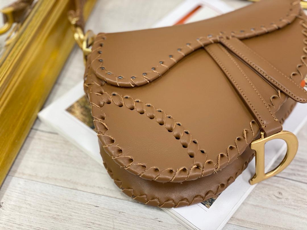 Dior Saddle 馬鞍包-編織-大號焦糖色-25.5cm