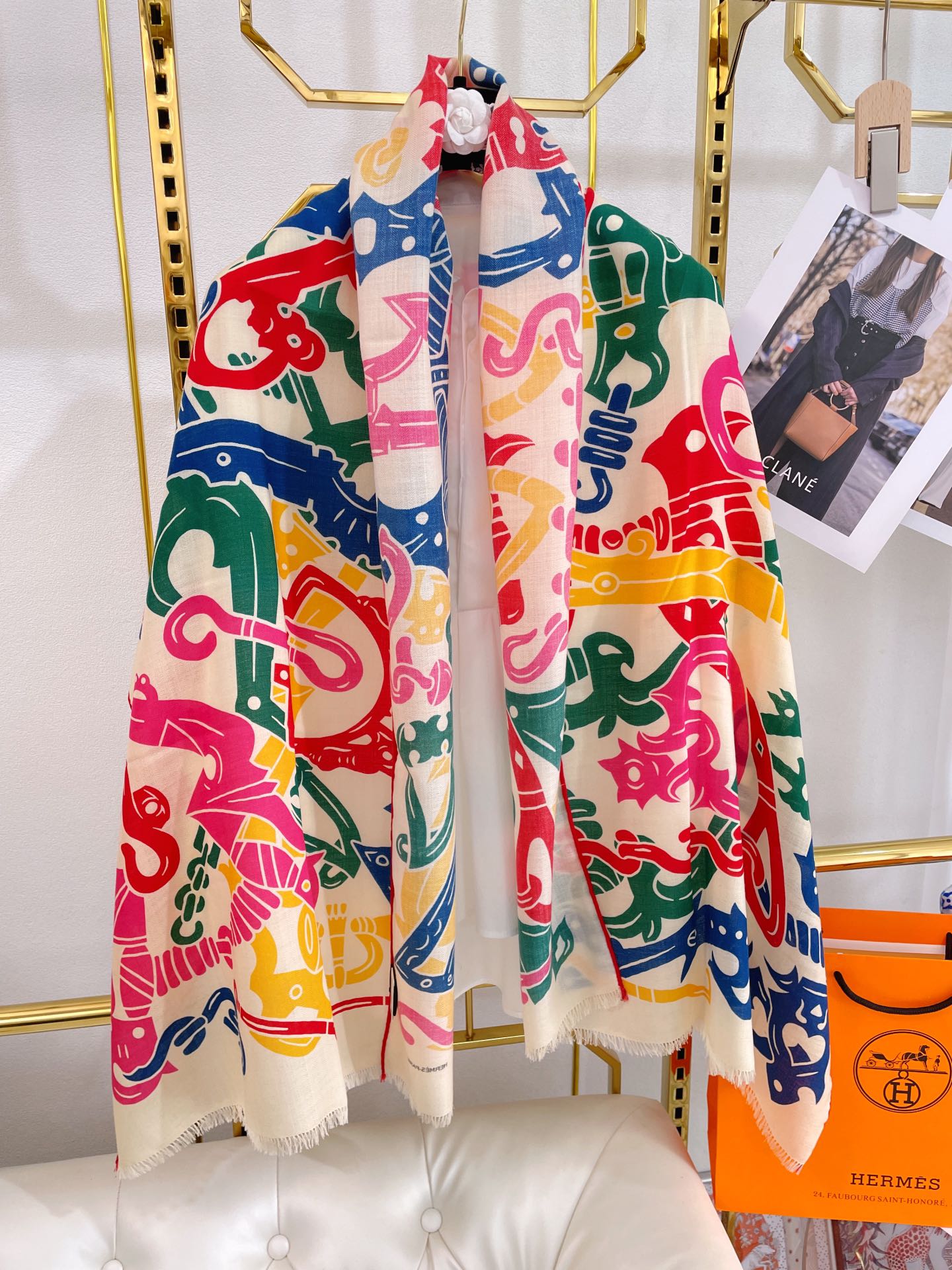 小愛款-線條圍巾 180*63cm 70%羊絨+30%真絲