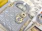 Dior-Mini Lady Dior手袋-三格黛妃-17cm-珠光灰金扣