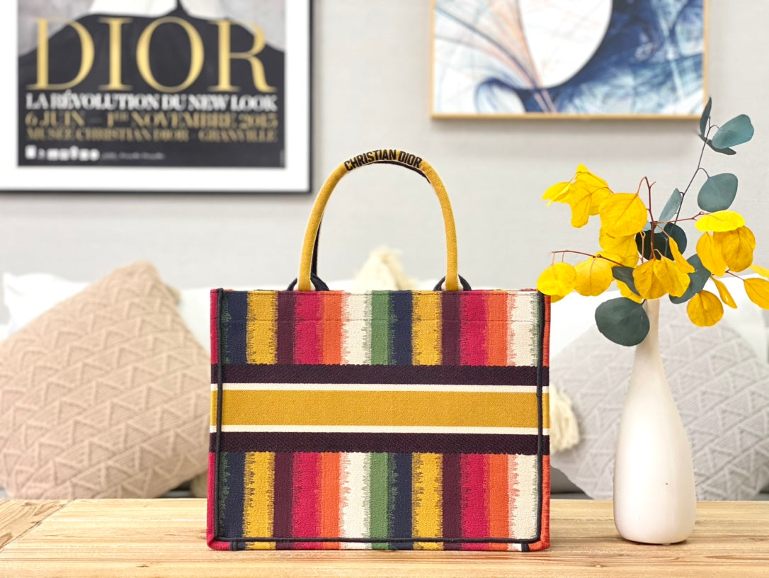 Dior Book Tote-小號36.5cm-多色條紋