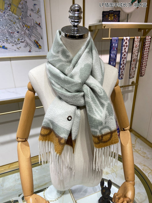 L-Piana-插圖羊絨長圍巾 33*190cm 100%羊絨 灰色