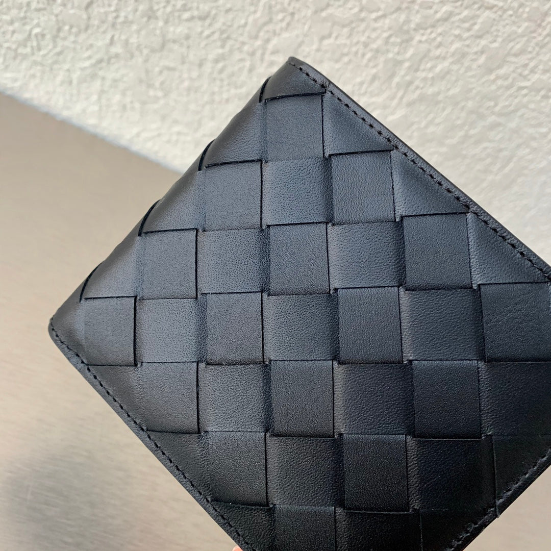 B編織-大編織格子 短夾 羊皮 12×12cm