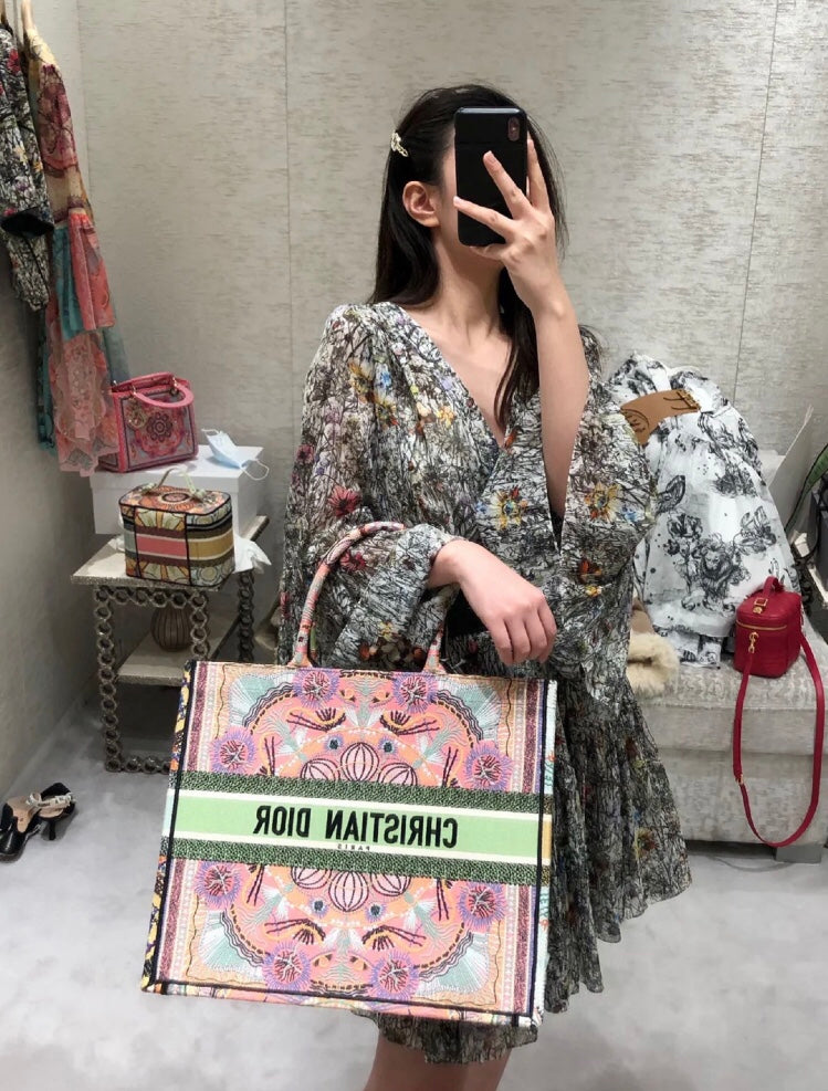 Dior Book Tote-大號41.5cm-多色花朵