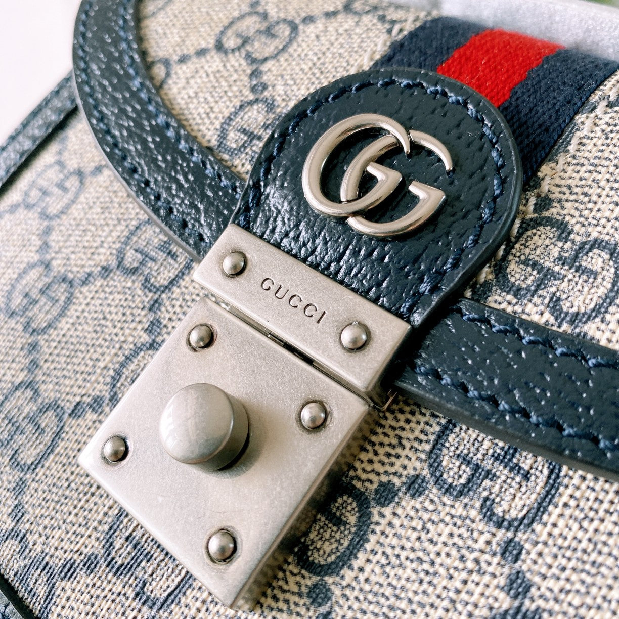 古G家-Ophidia 迷你手提斜挎包 17.5x13x6cm  藍色