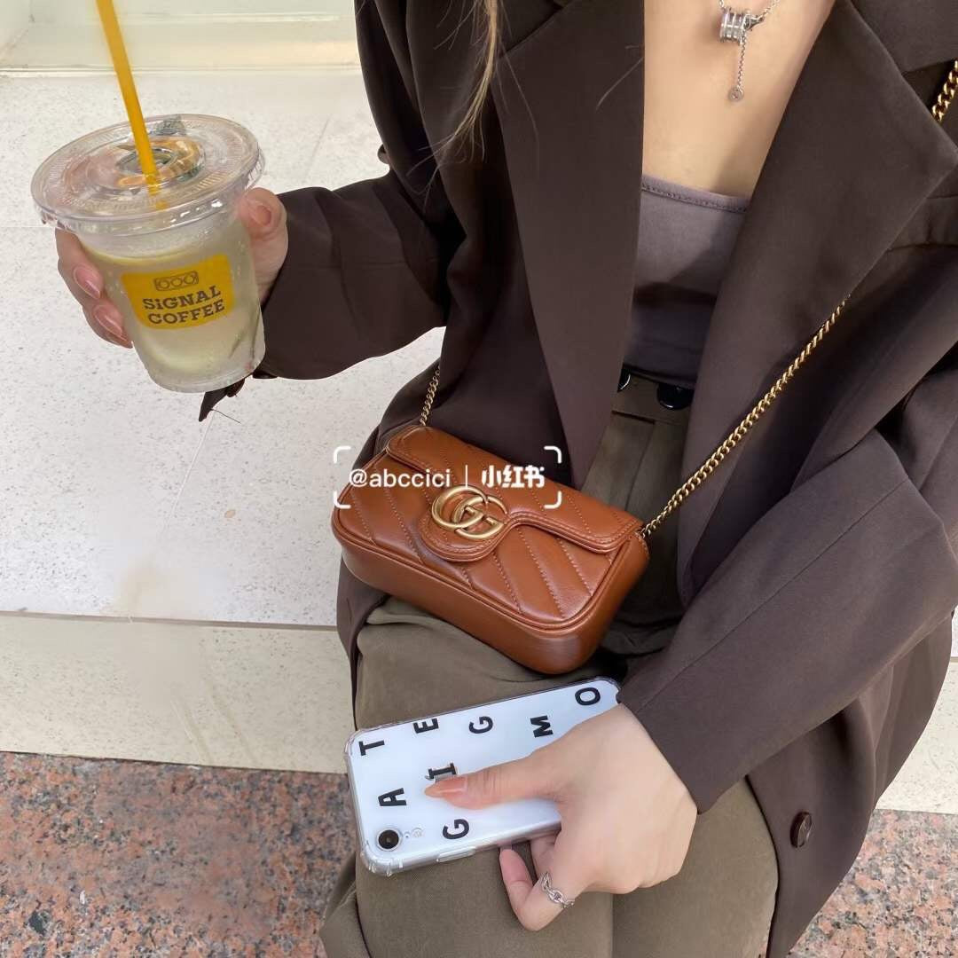 古G家-Mini Marmont-焦糖色