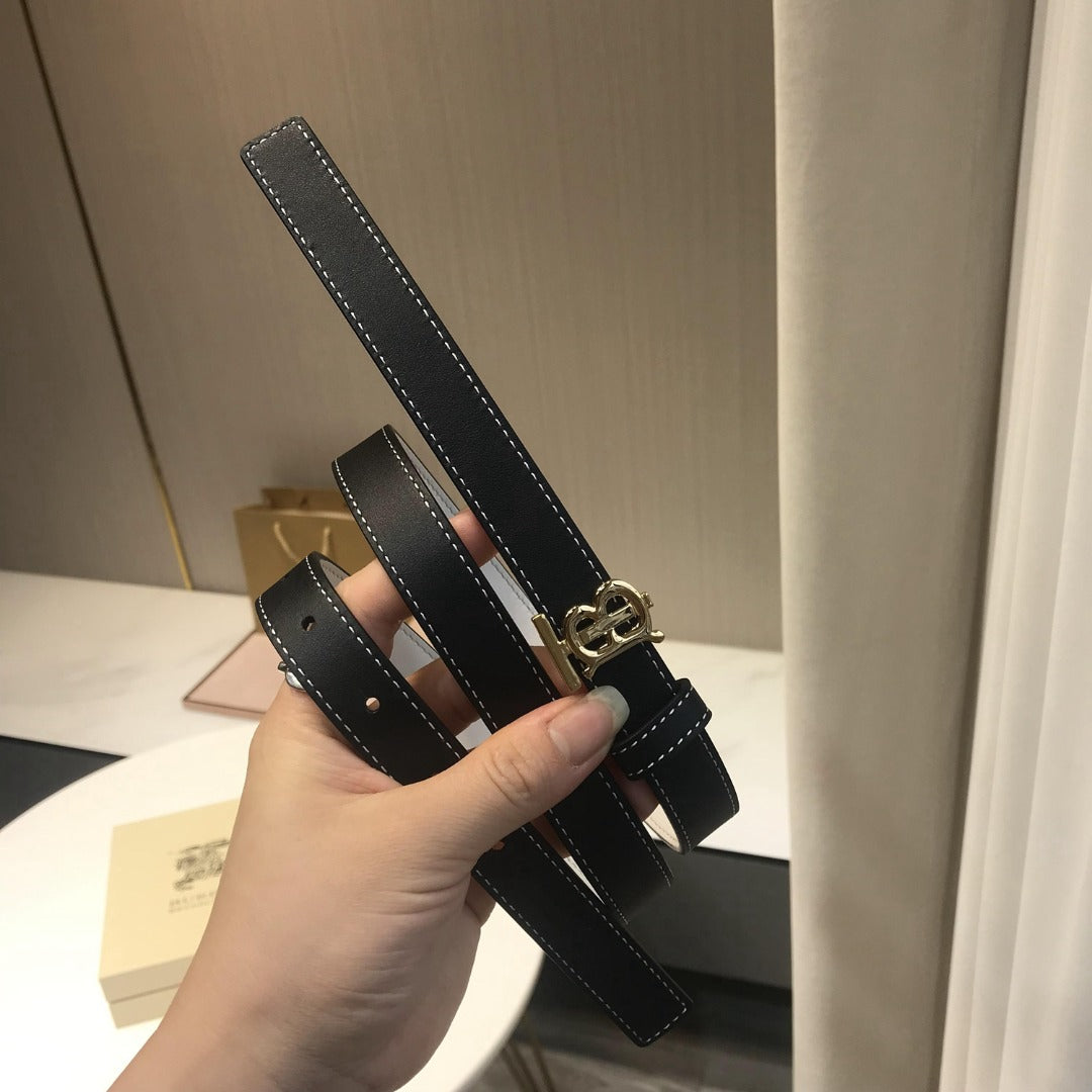 巴B家-黑色金扣皮帶-2.0cm