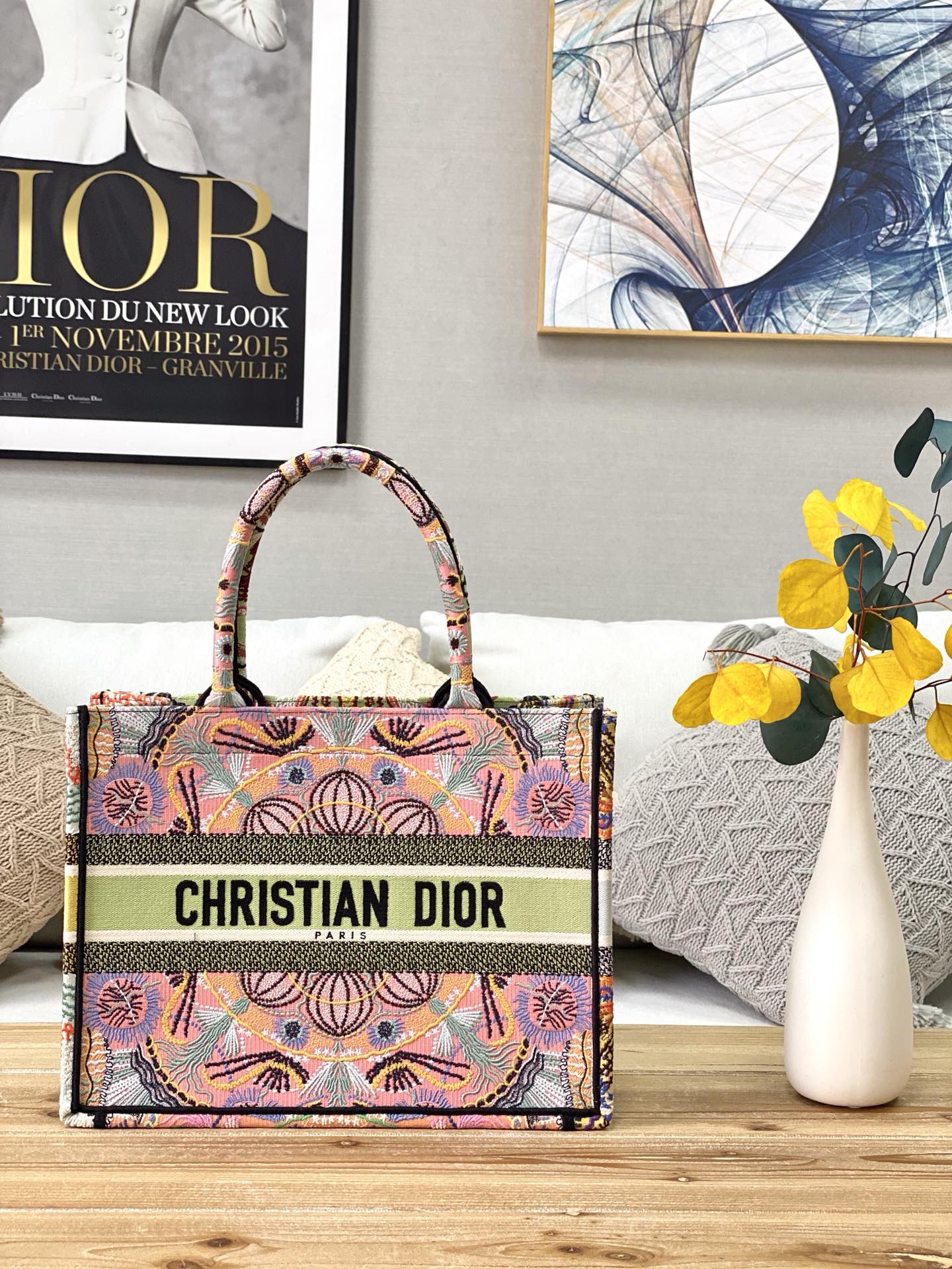 Dior Book Tote-小號36.5cm-多色花朵