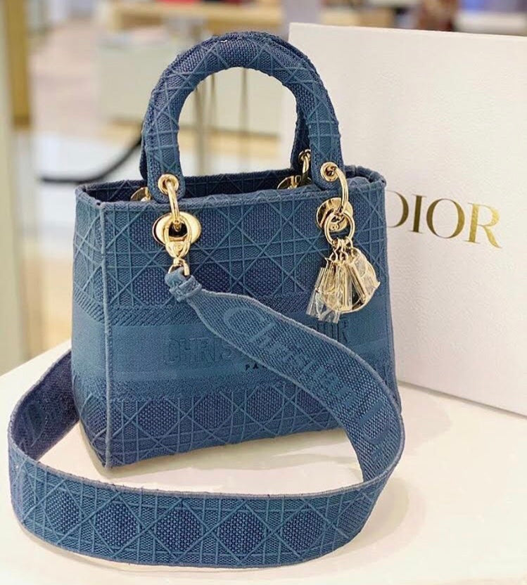 Dior Lady D-Lite手袋-24cm-丹寧藍