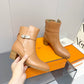 小愛款-Kelly扣系列 短跟短靴 駝色