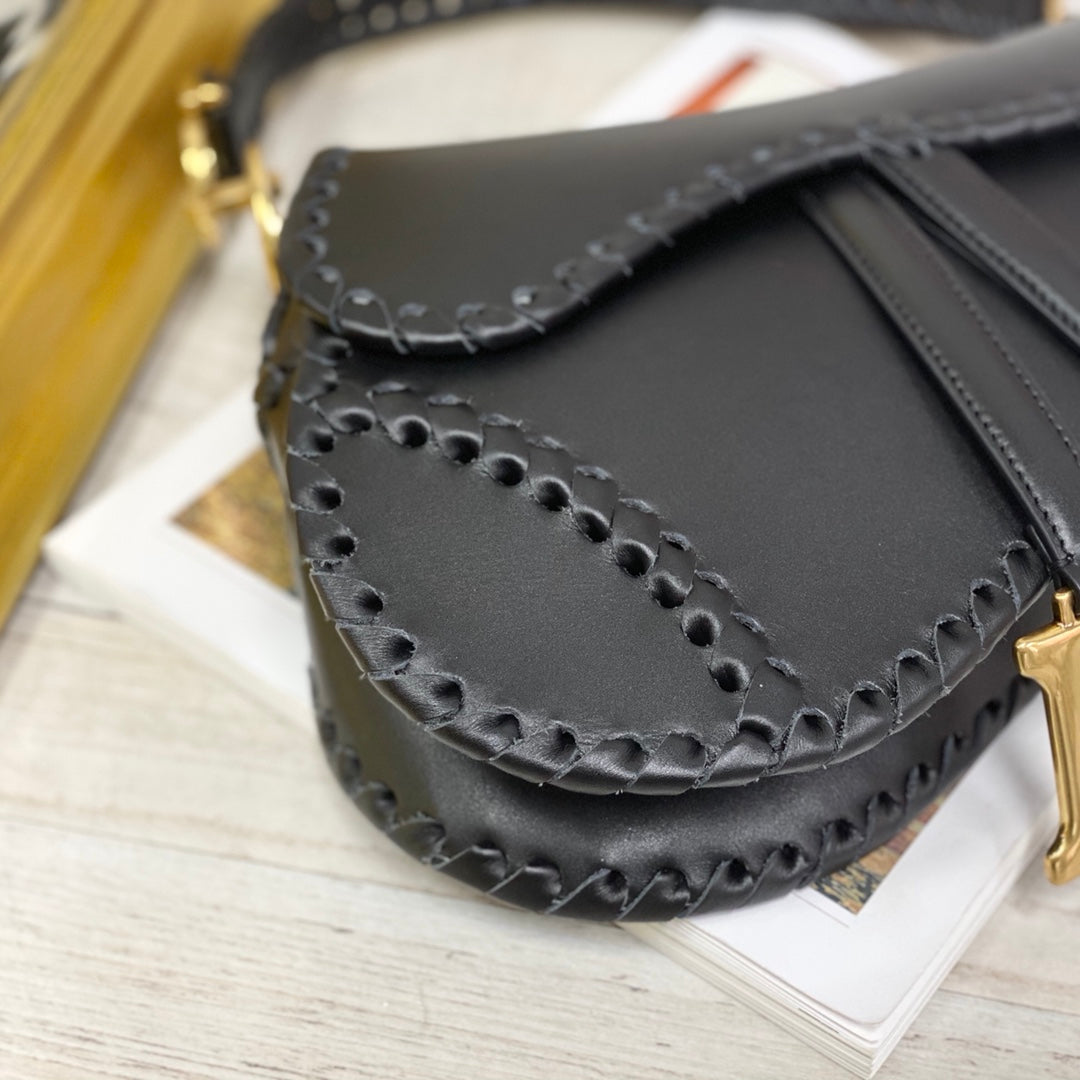 Dior Saddle 馬鞍包-編織-大號黑色-25.5cm