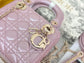 Dior-Mini Lady Dior手袋-三格黛妃-17cm-珠光粉金扣