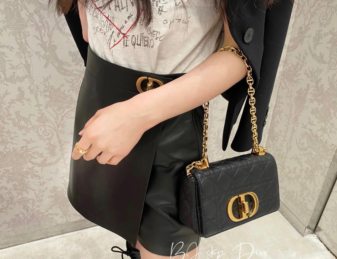 Dior Caro 小號20cm-黑色小牛皮