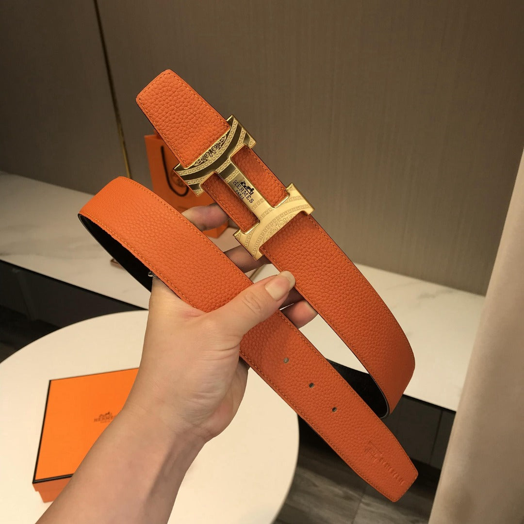 小愛款-橘色皮帶-3.8cm-男款