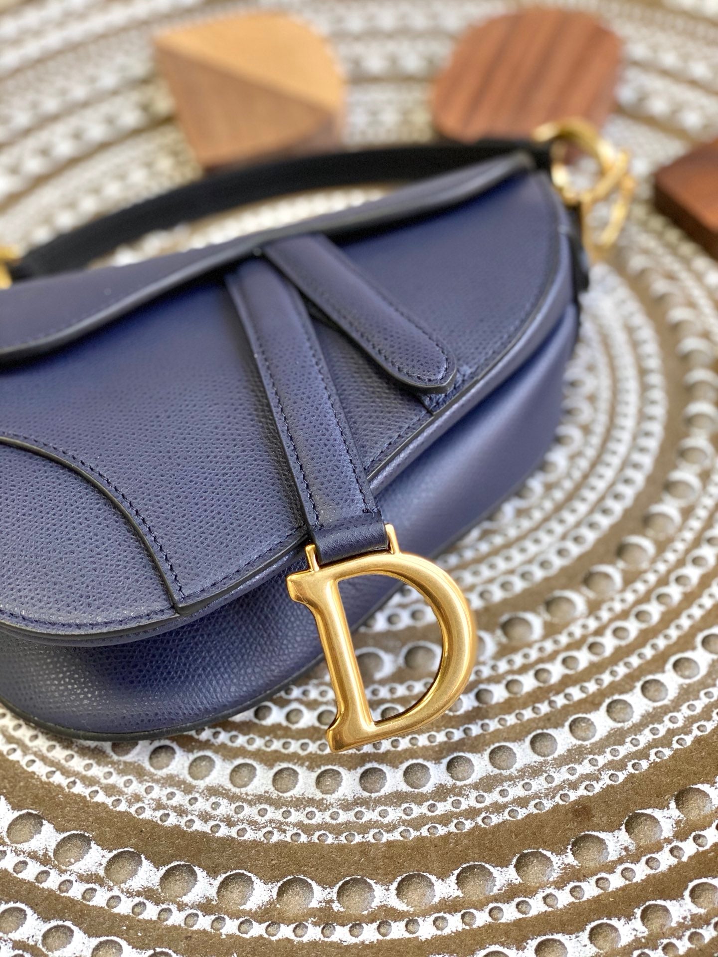 Dior Saddle 馬鞍包-手掌紋-小號夜藍色-19.5cm