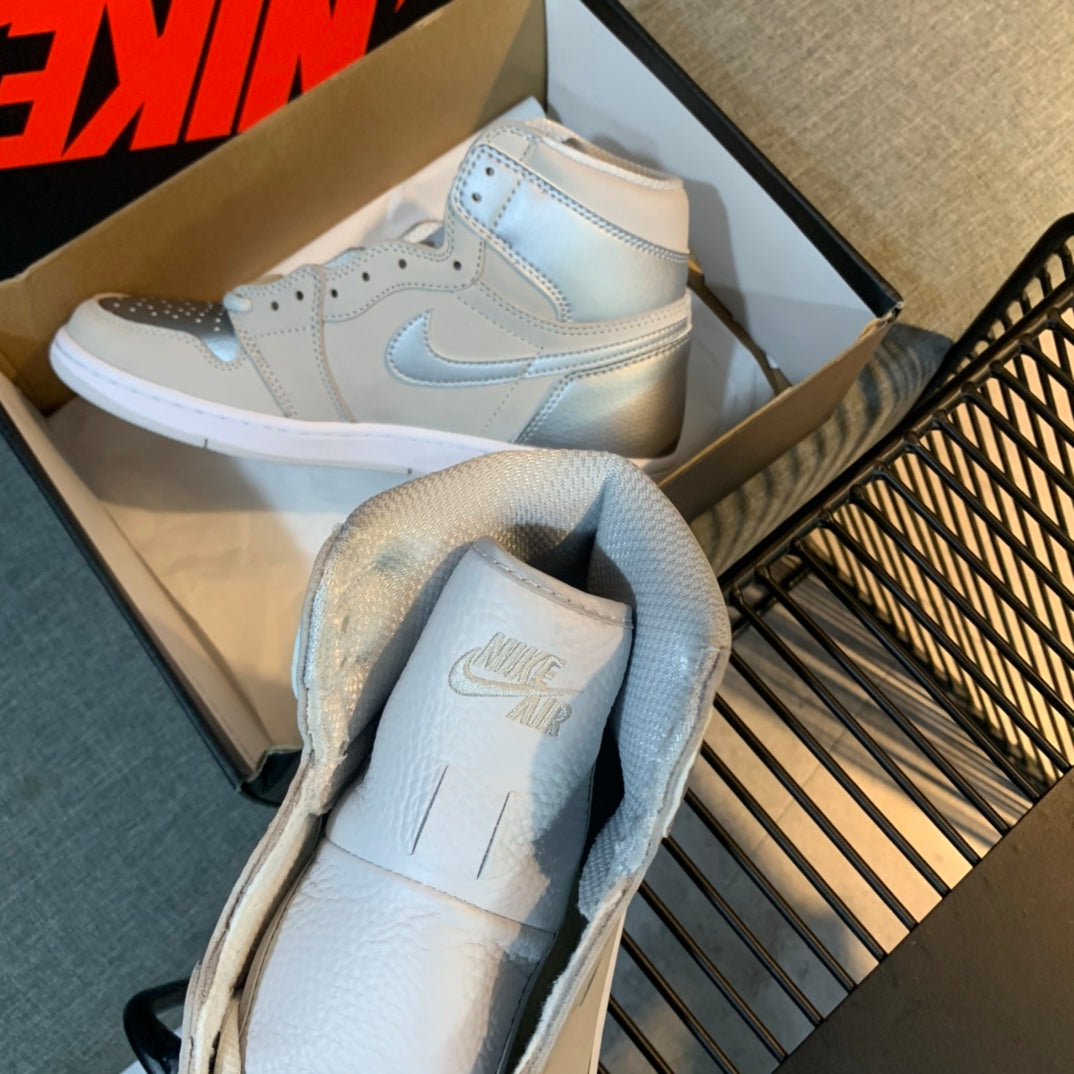 N1K-Air Jordan AJ1 高筒板鞋 休閒鞋 銀色