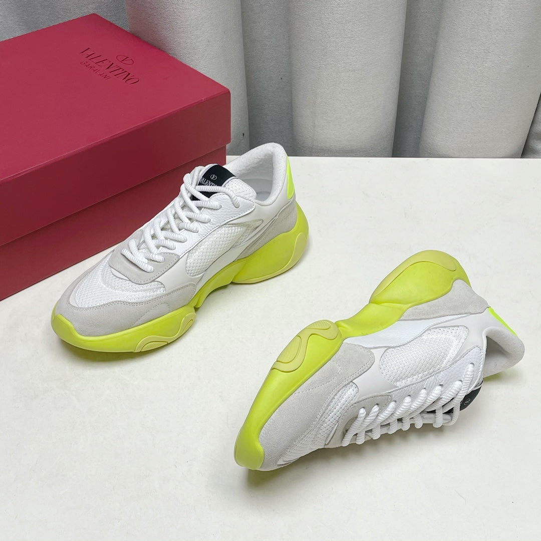 Val-Bubbleback 麂皮運動鞋 白黃色