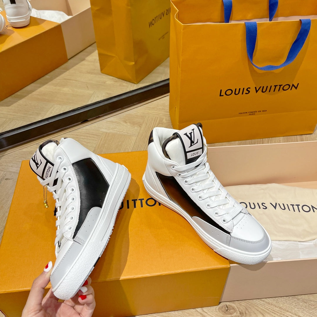 LV鞋-LV Trainer 高筒 運動鞋休閒鞋 灰白款