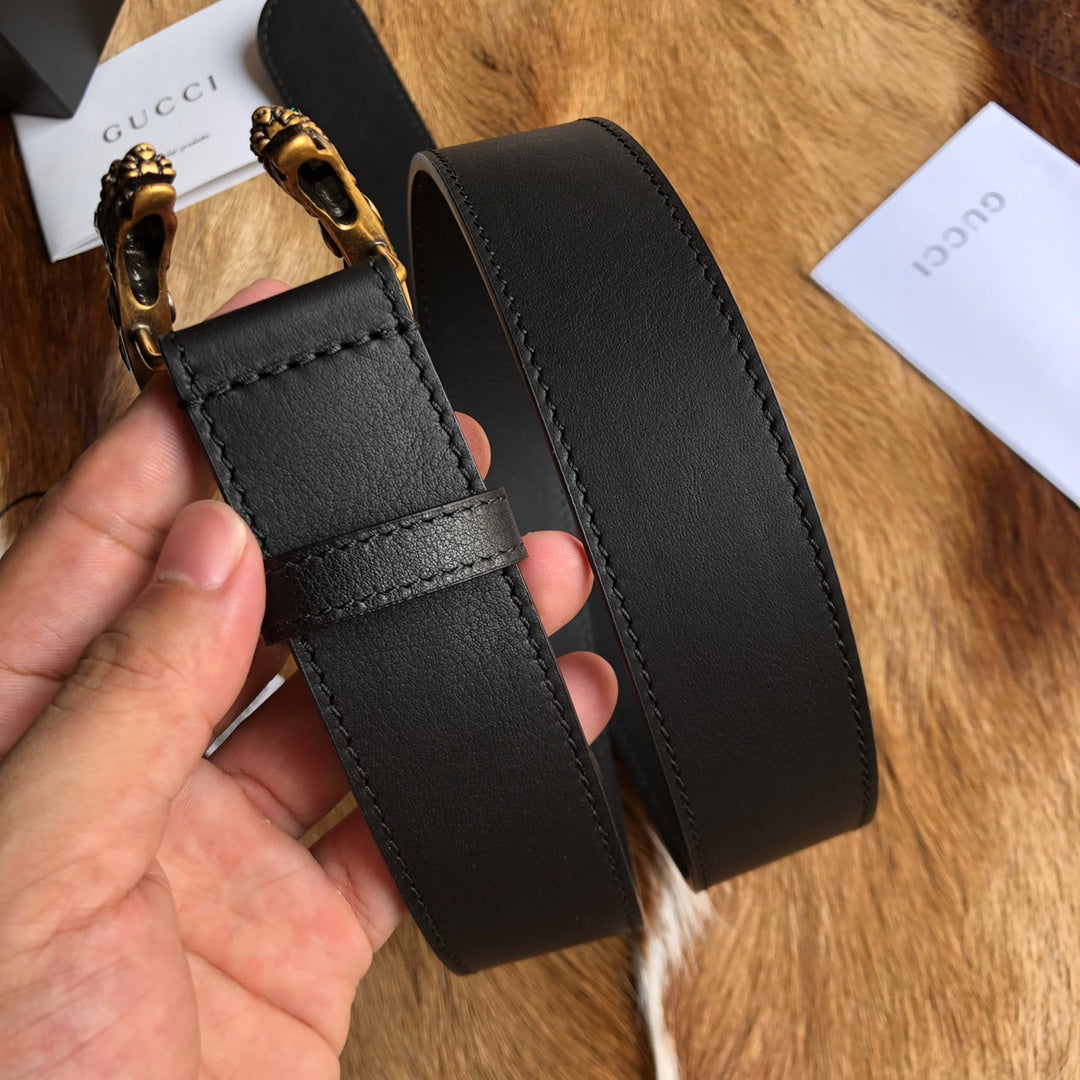 古G家-黑色寶石皮帶-3.5cm