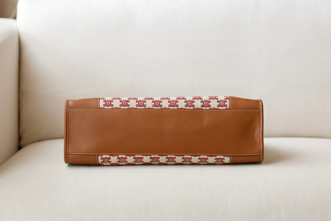 賽C家-CABAS TRIOMPHE刺繡織物橫款手袋
