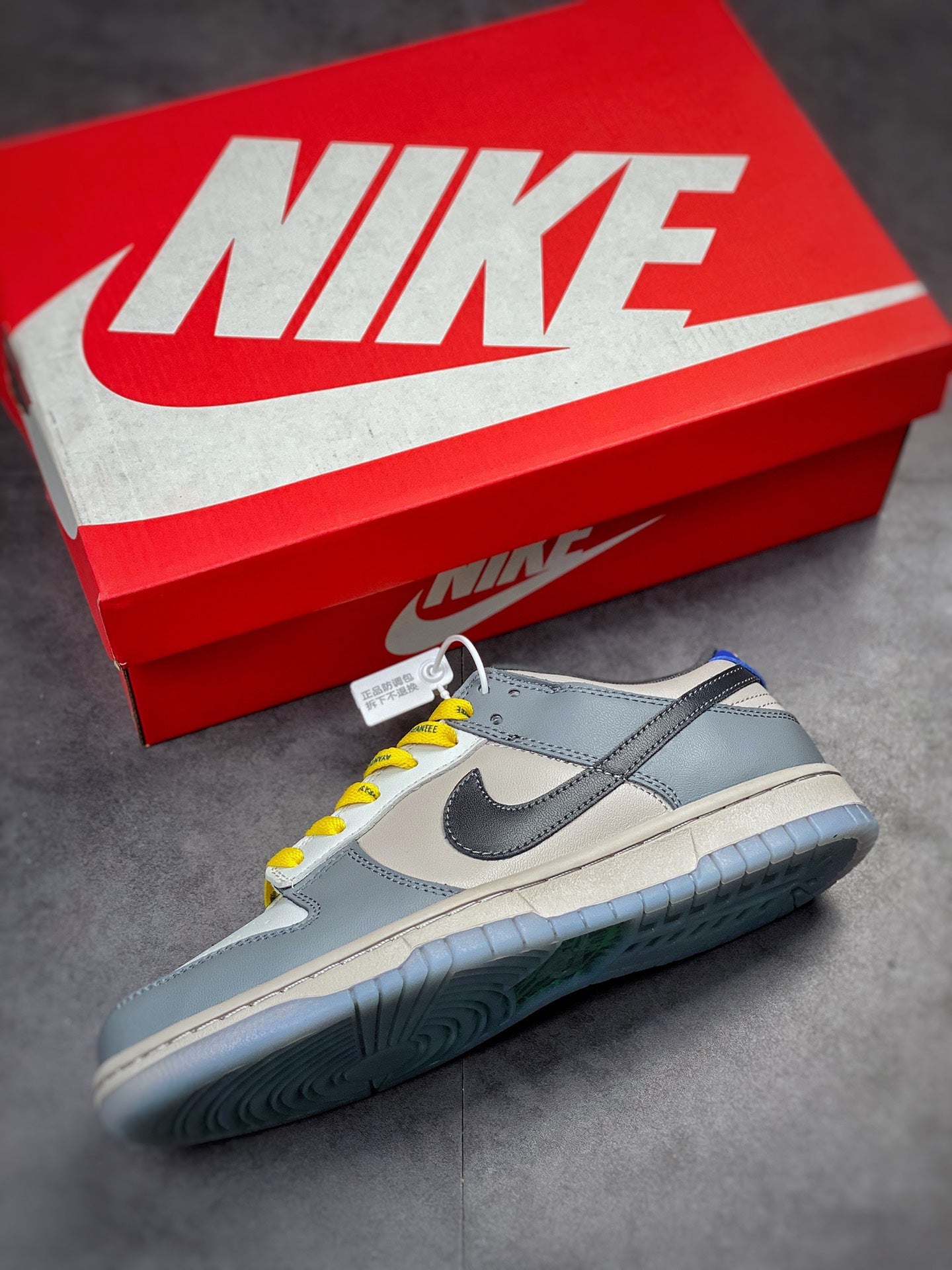 N1KE-SB Dunk Low 男女同款 灰藍黃色