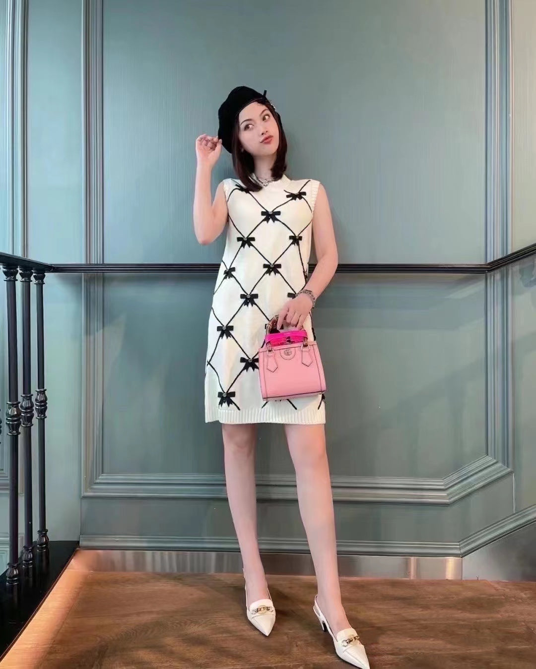 古G家-Diana 迷你手提袋-復古竹節托特包 20*16*10cm