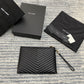 YSL 經典MONOGRAM中號絎縫皮革手包-黑色小牛皮銀扣