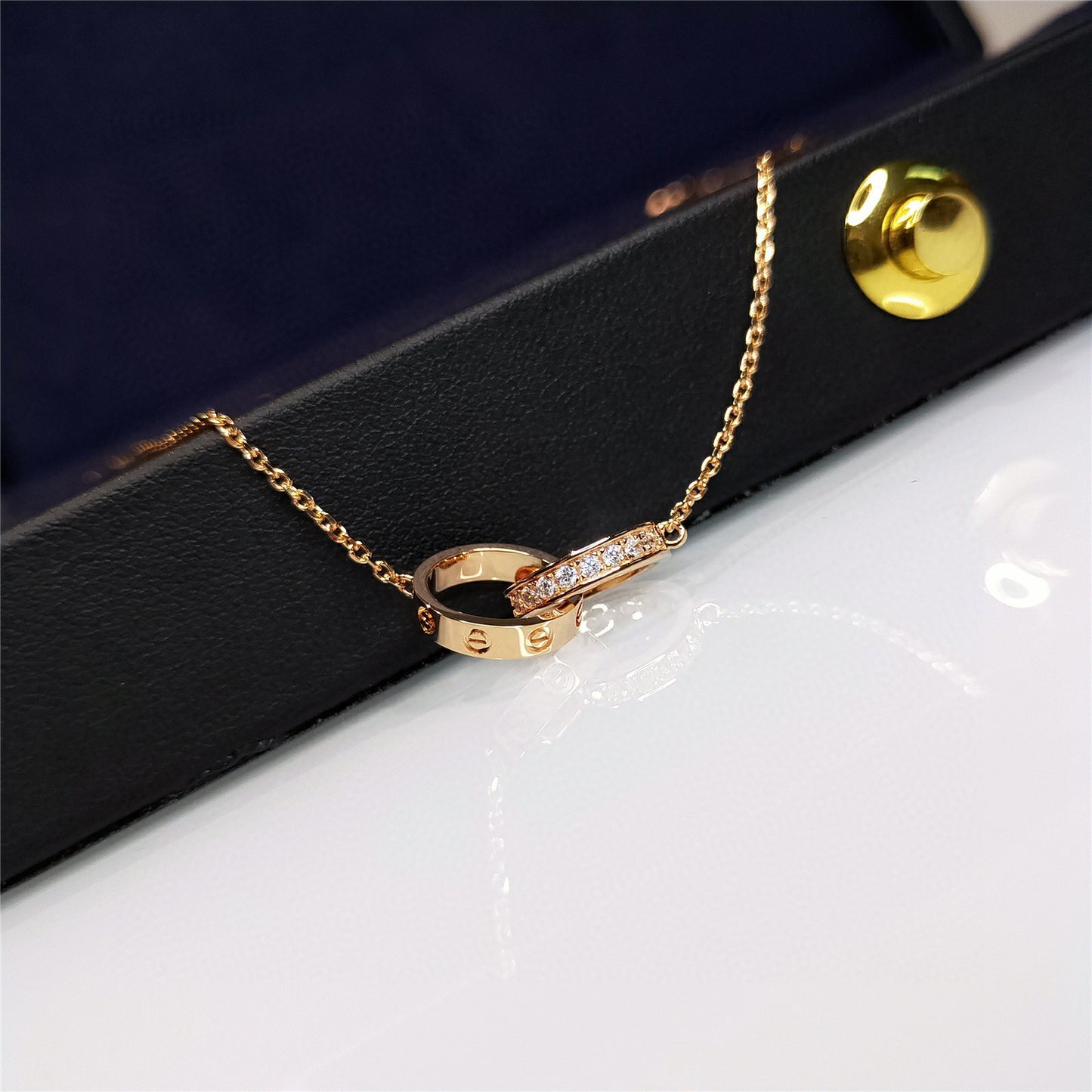 Cartier Love滿天星雙環項鍊-半鑽