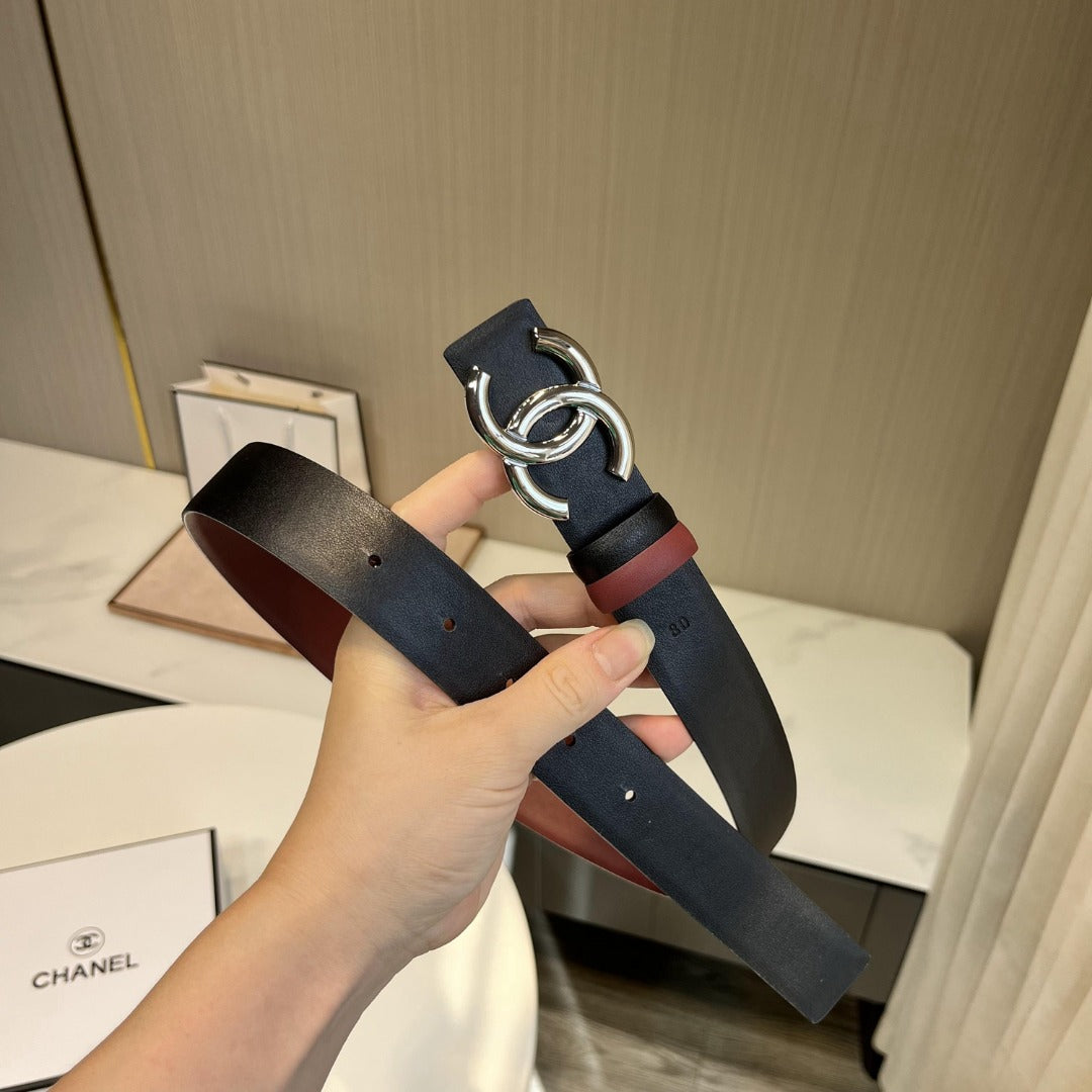 小香家-黑紅色雙面皮帶-3.0cm
