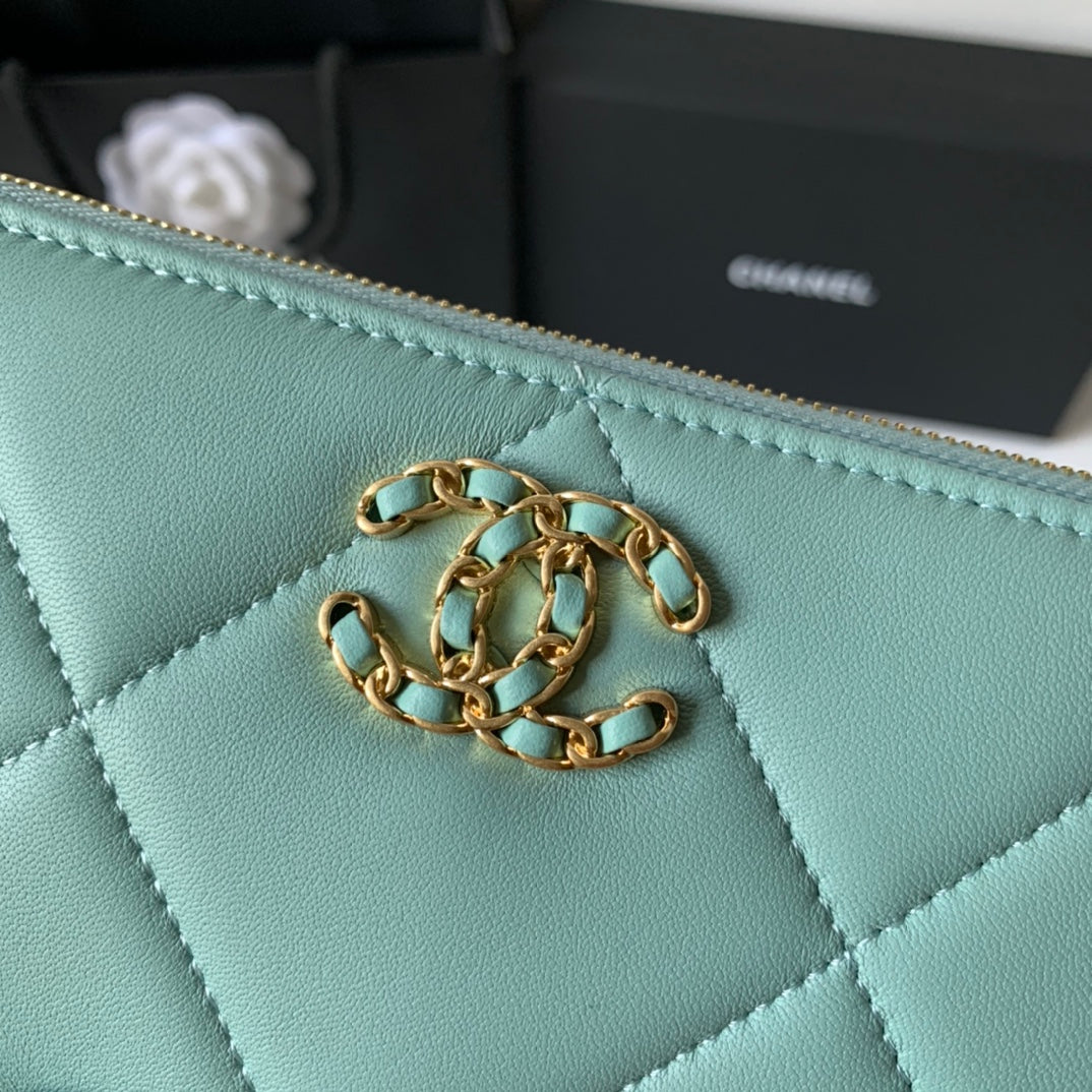 CHANEL 19系列小羊皮大格子零錢包