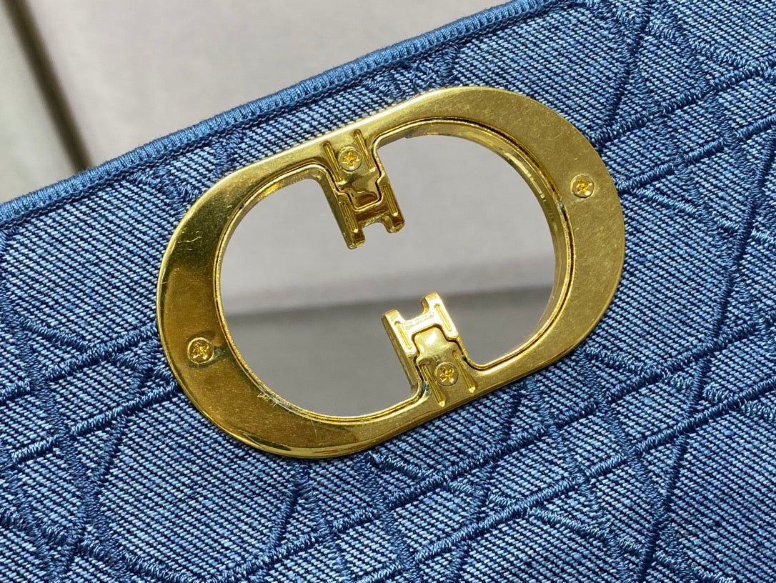 Dior Caro 小號20cm-牛仔藍