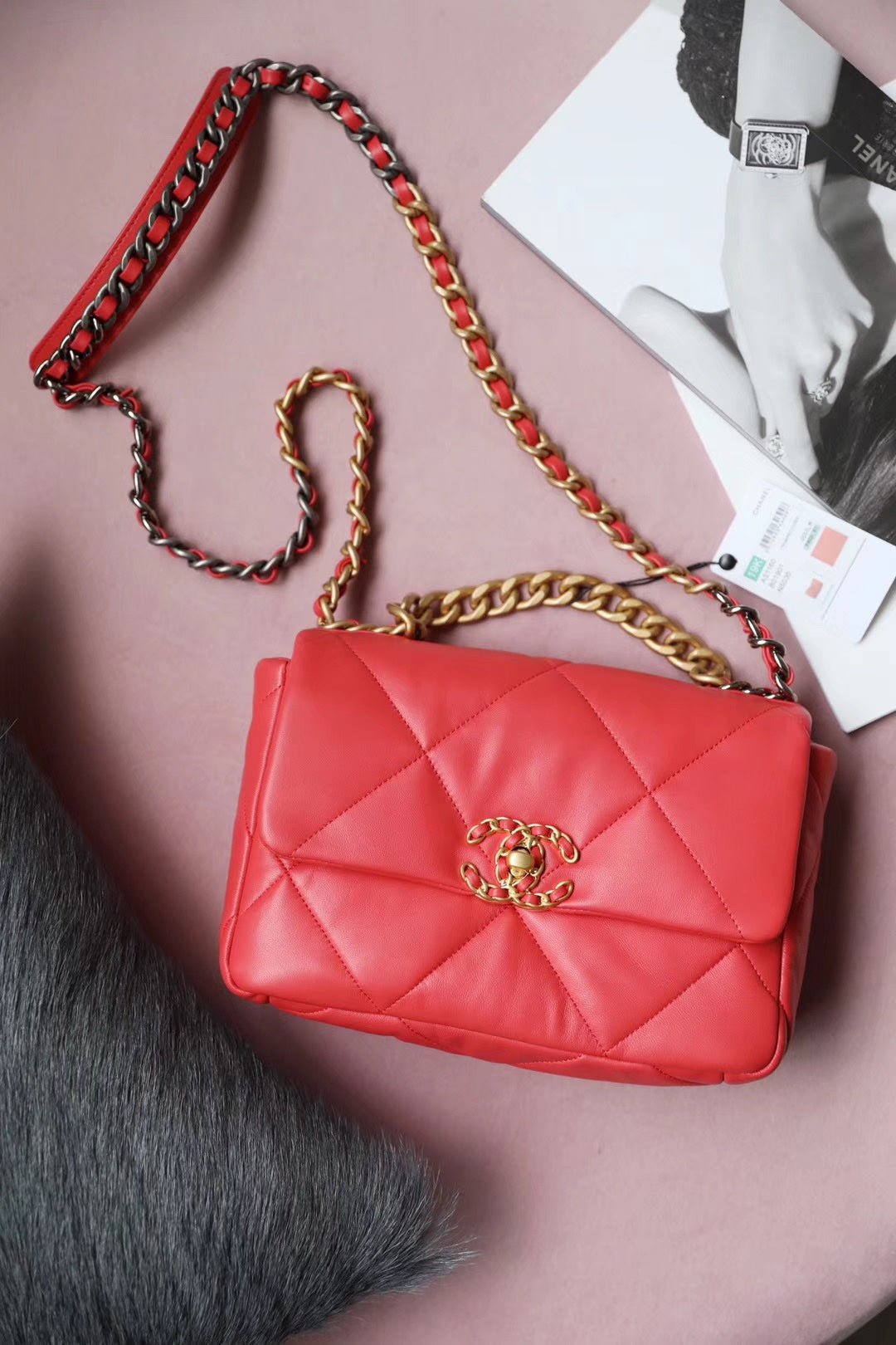 Chanel 19Bag-小號珊瑚紅