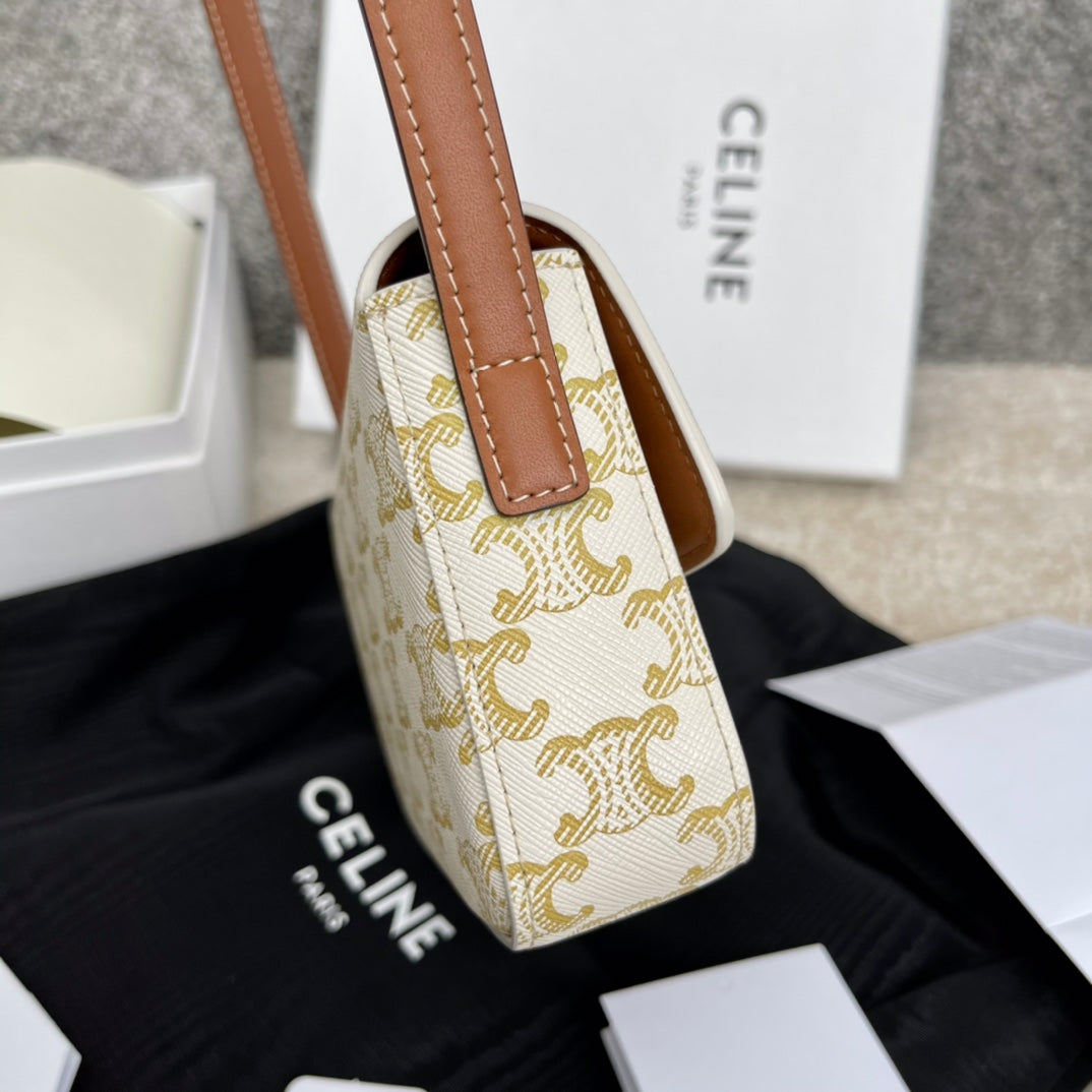 Celine TRIOMPHE 標誌印花牛皮革背包 腋下包