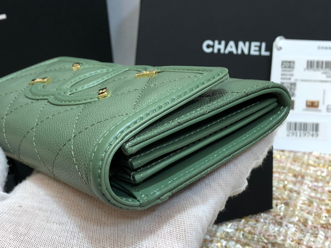 Chanel 復古CC荔枝牛皮-翻蓋中夾-復古五金