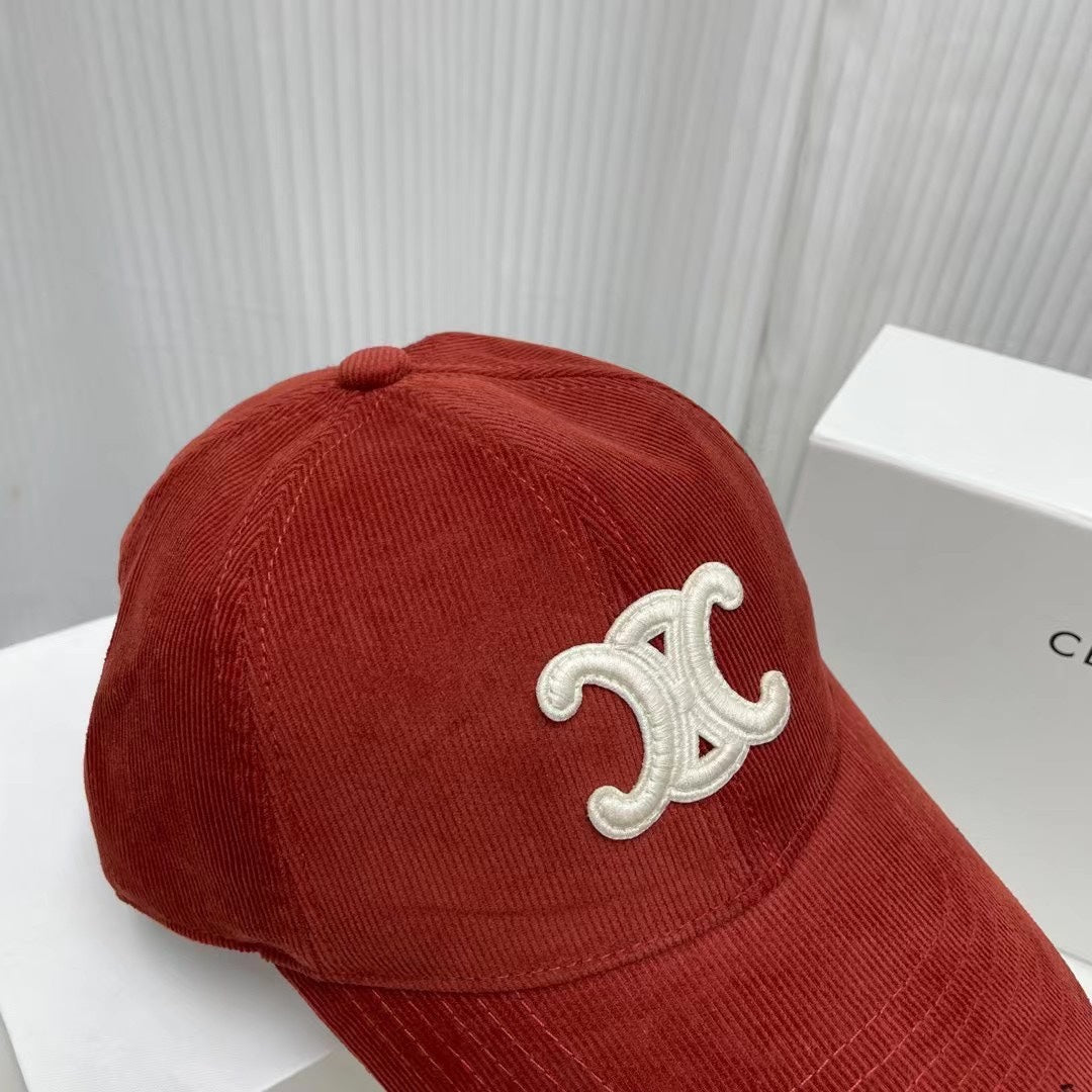 賽C家-燈心絨棒球帽 紅色