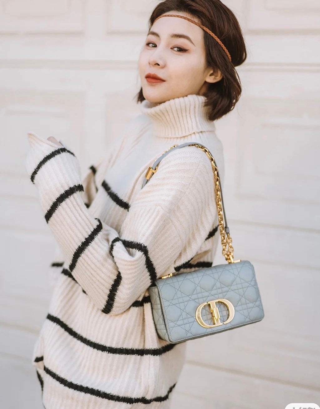 Dior Caro 小號20cm-馬卡龍藍