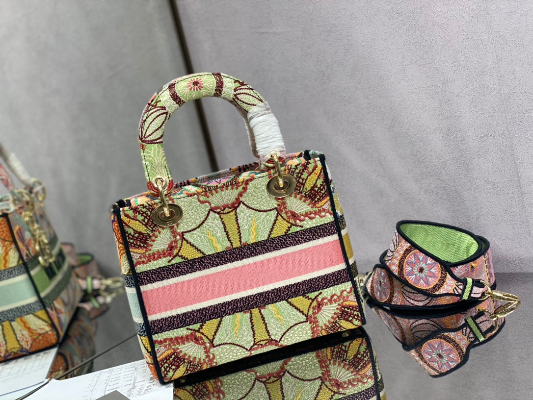 Dior Lady D-Lite手袋-24cm-多色花朵