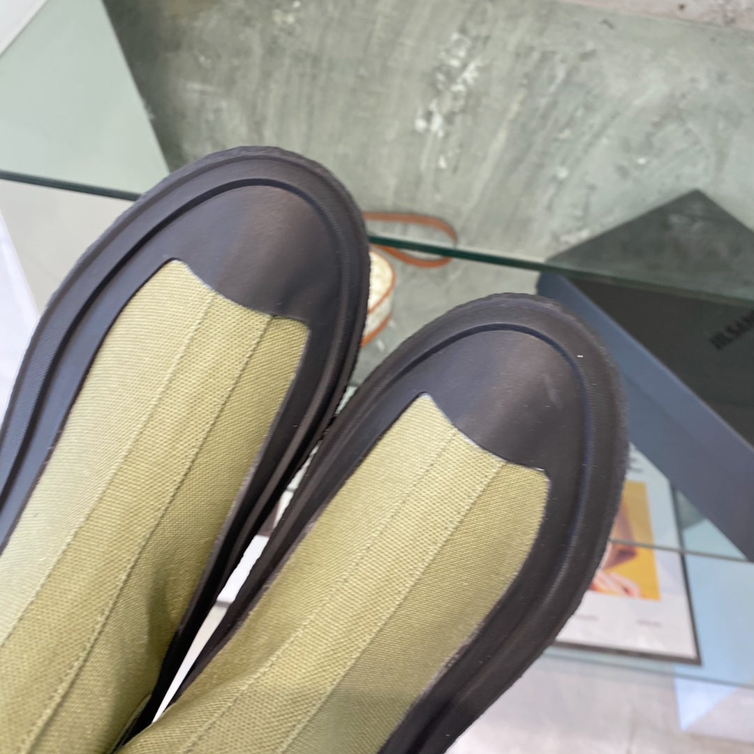 Jil sander-2022新款 帆布短靴 軍綠色